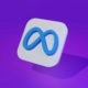 a white and blue square with a blue logo on it